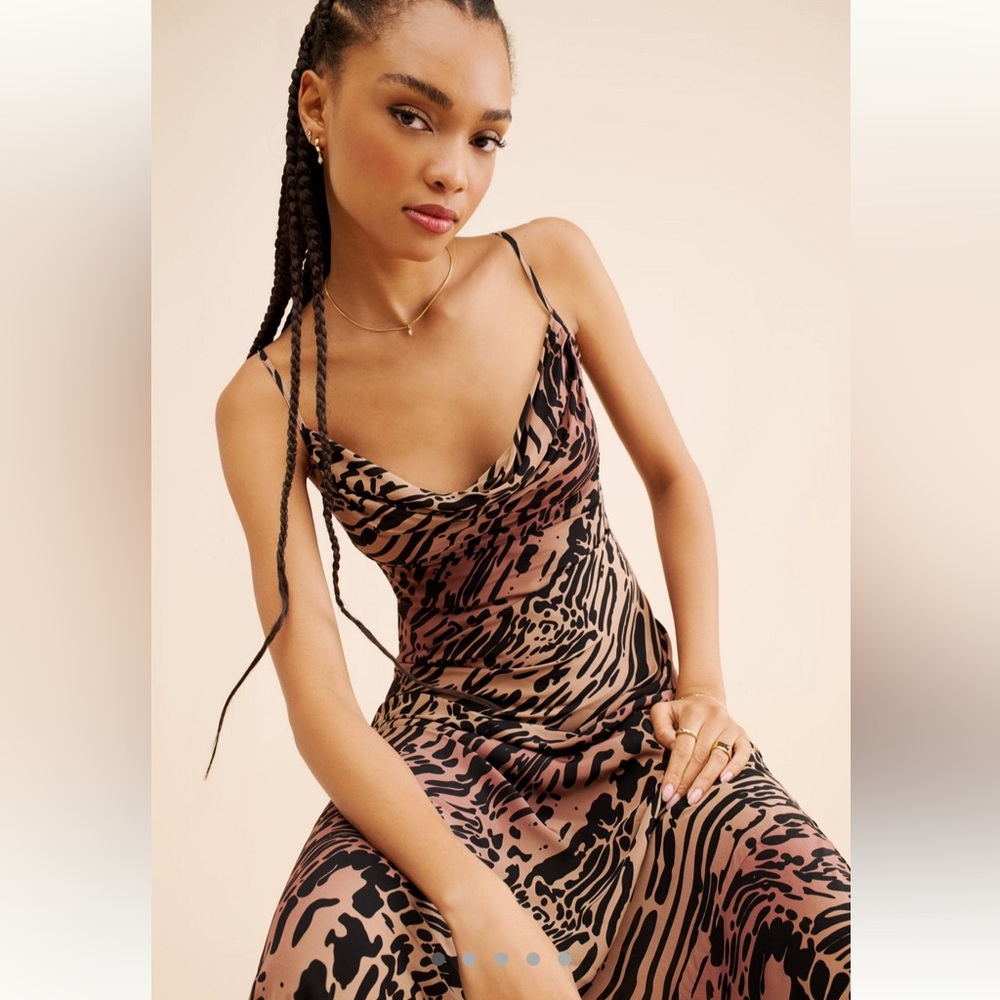 Good American Chiffon Bias Cowl Maxi Slip Dress